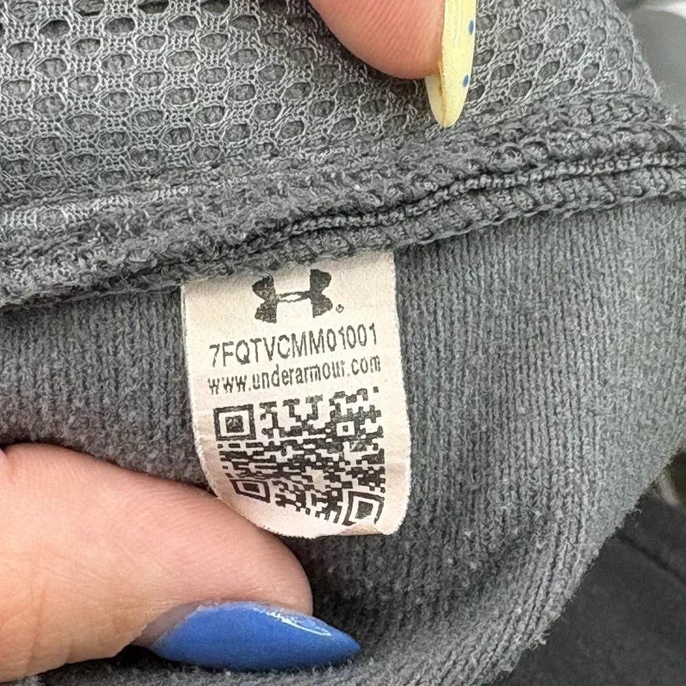 UNDER ARMOUR Gray Warm Up Jacket Medium Mens M Zip Up White Stripe